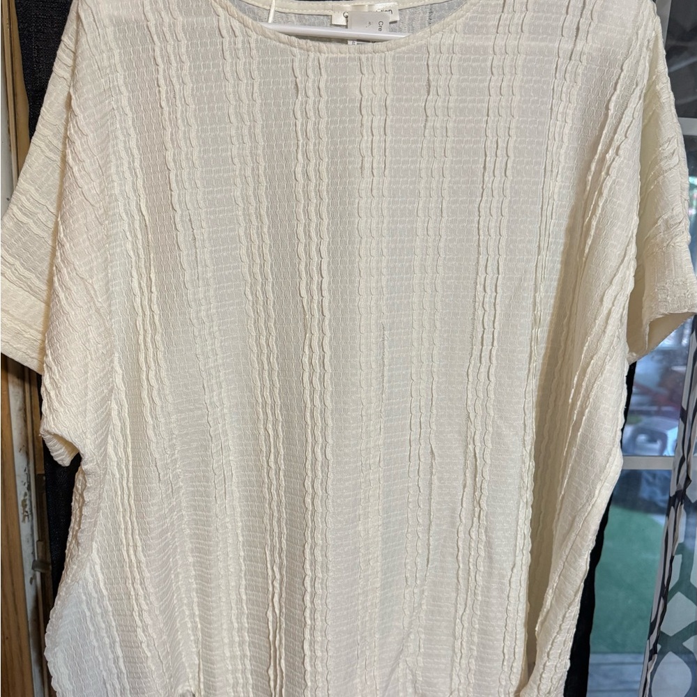 Chic Cream Textured Women's Blouse